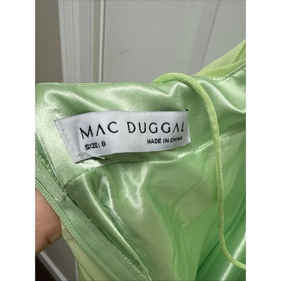 Mac Duggal Size 8 Green 67911 Ruffled Tiered Cut Out Chiffon Gown Dress Prom New - Picture 9 of 10